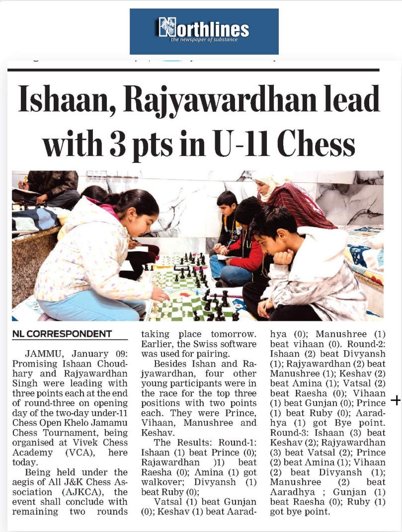 U-11 Khelo jammu chess tmt jan 2026 ( north lines)