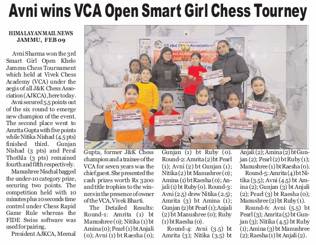 3rd Smart Girl Chess tmt feb 2026 ( himalayan mail)