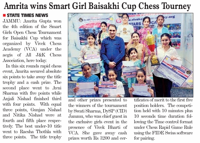 VCA 4th Smart Girl Chess April 2026 (State times)