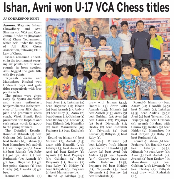 vca 2nd open u17 chess (10 may 2026) (Jammu jottings)